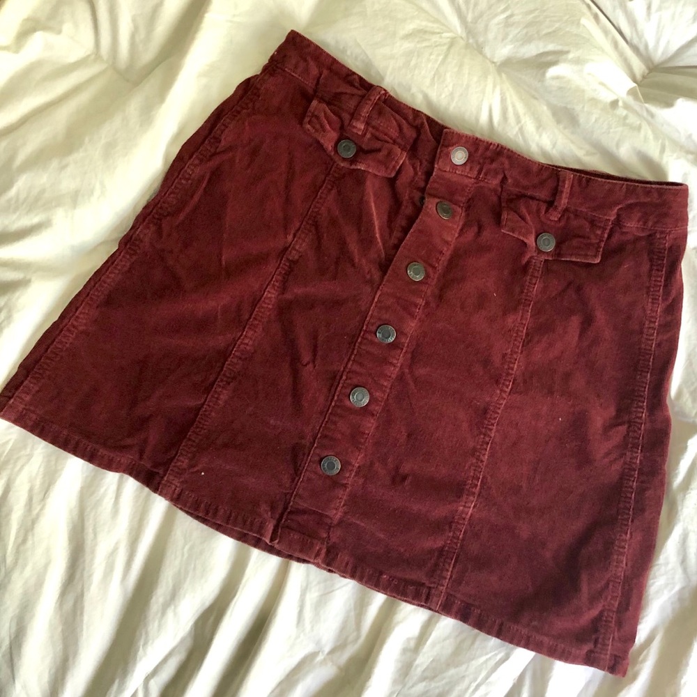 Maroon corduroy mini skirt